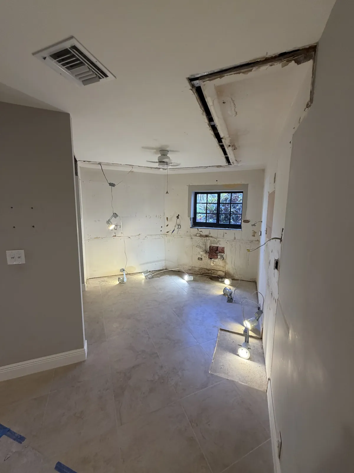 Kitchen fully gutted down to studs by Superior Demo in Broward County FL